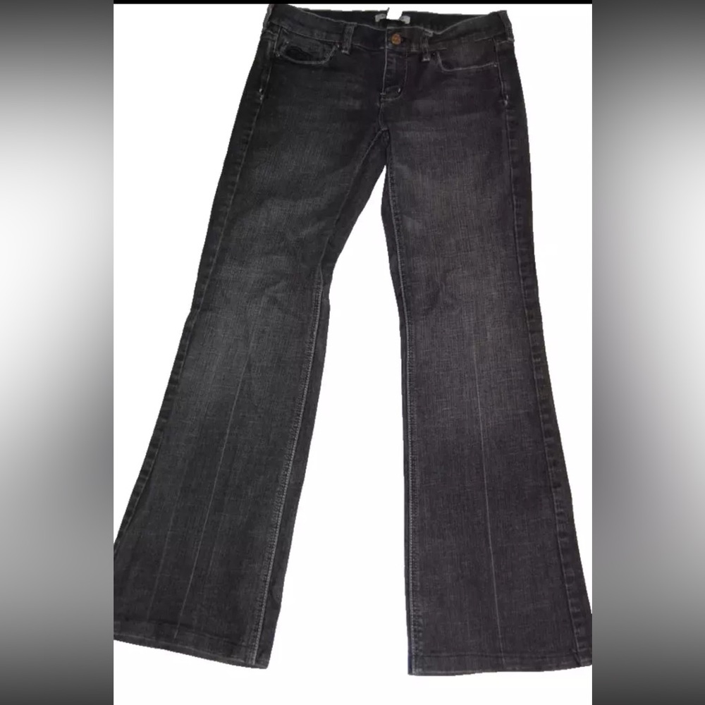 White House Black Market Denim Jeans Black Noir Embellished Pockets EUC Sz 4